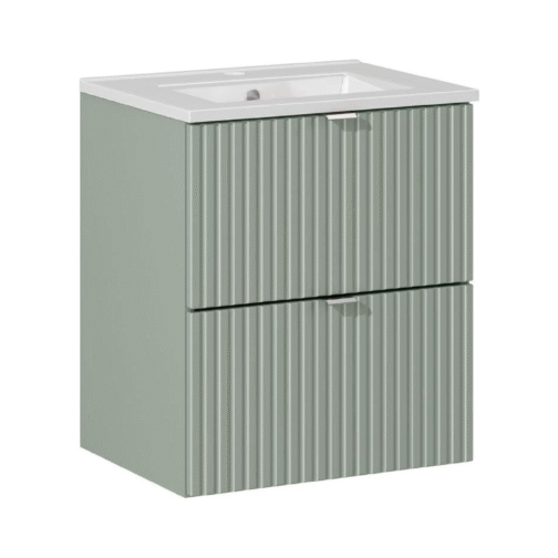 SZAŁWIOWA szafka z umywalką 50 cm LINE REED GREEN 82-50-2S z szufladami - Meble łazienkowe COMAD