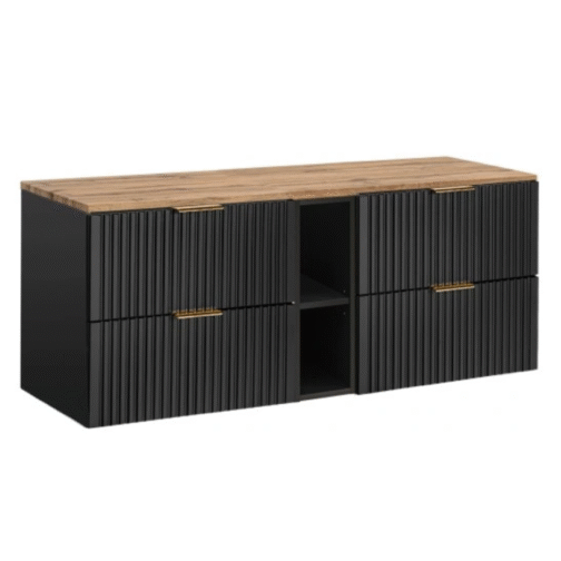 Zestaw z blatem i regałem ADEL BLACK 140 cm - Meble łazienkowe COMAD
