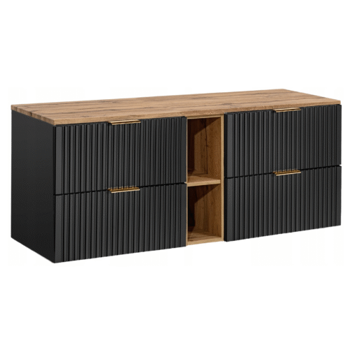 Zestaw z blatem i regałem ADEL BLACK 140 cm - Meble łazienkowe COMAD