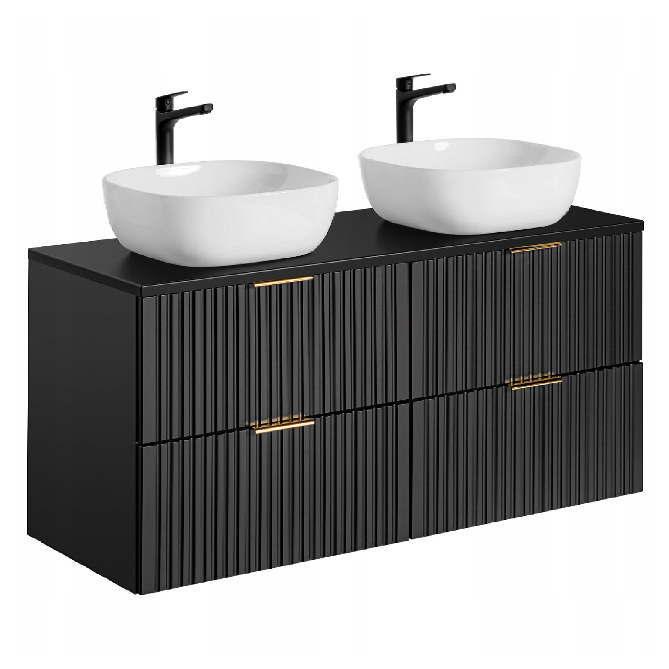 Zestaw z blatem i umywalkami ADEL BLACK 120 cm