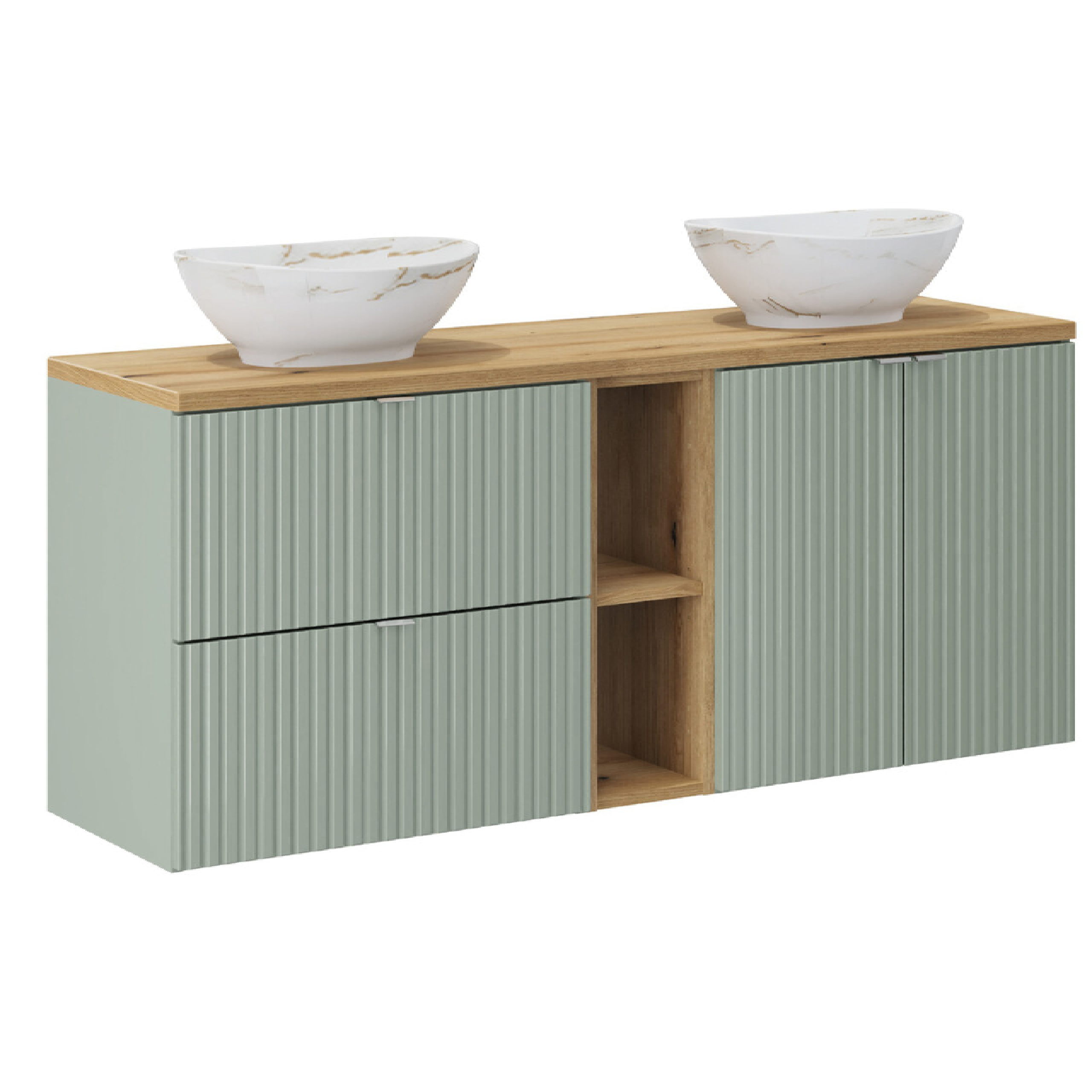 Zestaw z szafkami i umywalkami LINE REED GREEN 140 cm