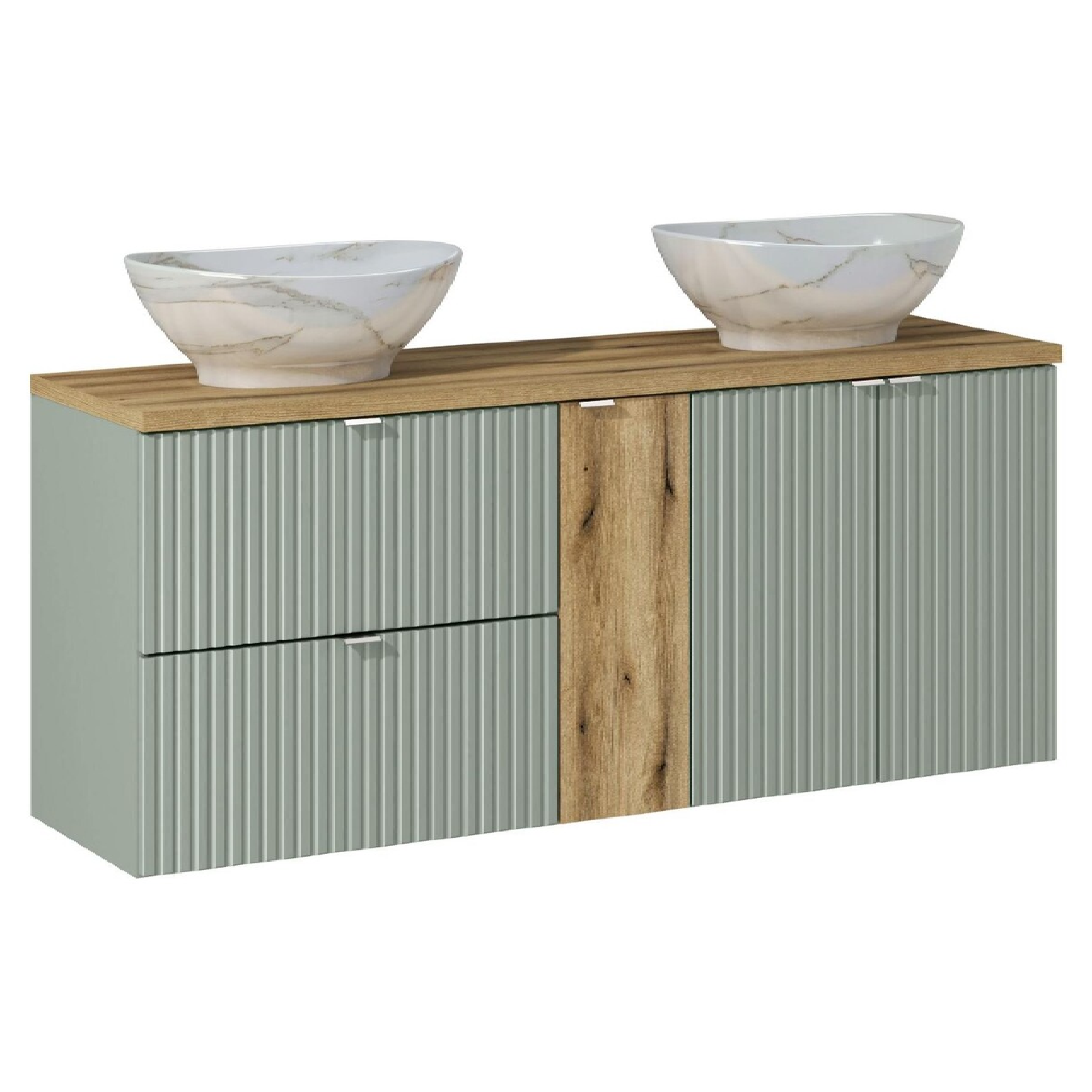 Zestaw z szafkami i umywalkami LINE REED GREEN 140 cm