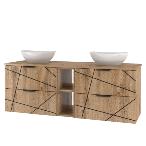 Szafka WOOD regał umywalki 140 cm DĄB WOTAN