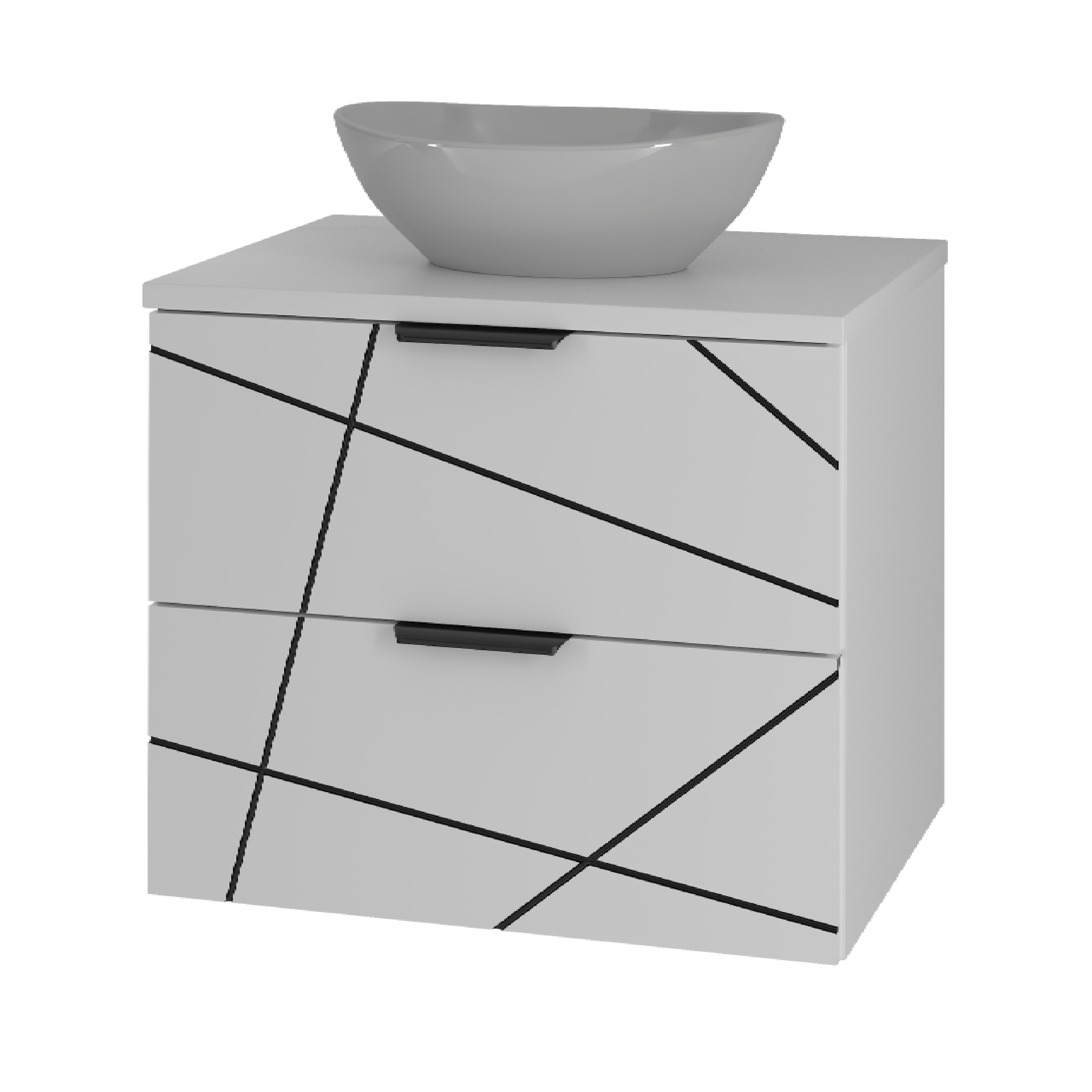 Szafka WOOD blat i umywalka BIAŁY MAT 60 cm