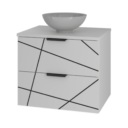Szafka WOOD blat i umywalka 60 cm BIAŁY MAT