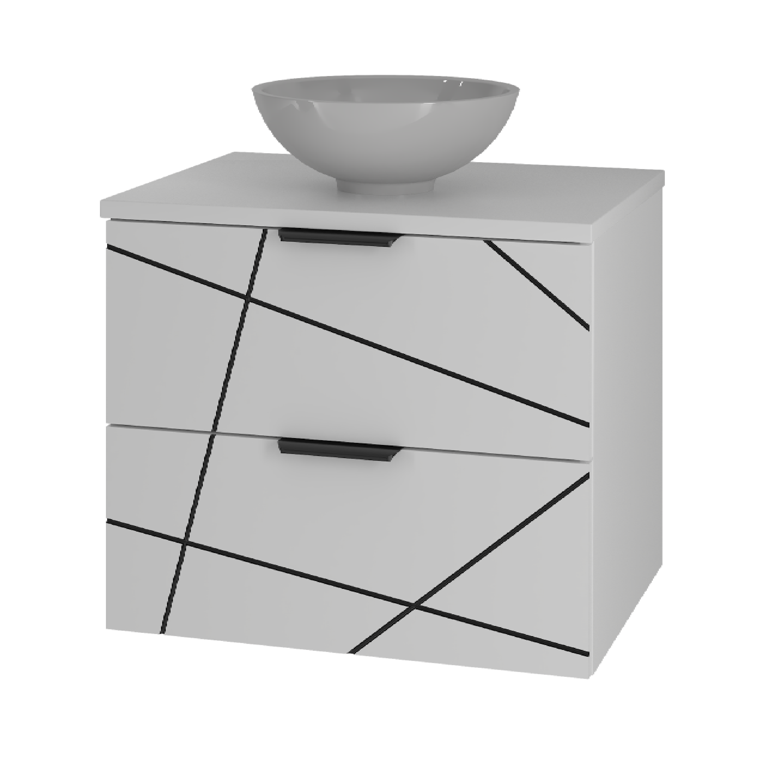 Szafka WOOD blat i umywalka 60 cm BIAŁY MAT