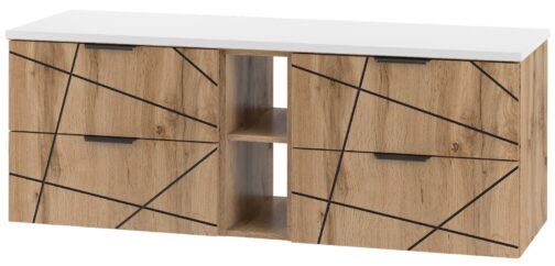 Szafka WOOD z regałem 140 cm DĄB WOTAN - Meble łazienkowe MEGSTYL