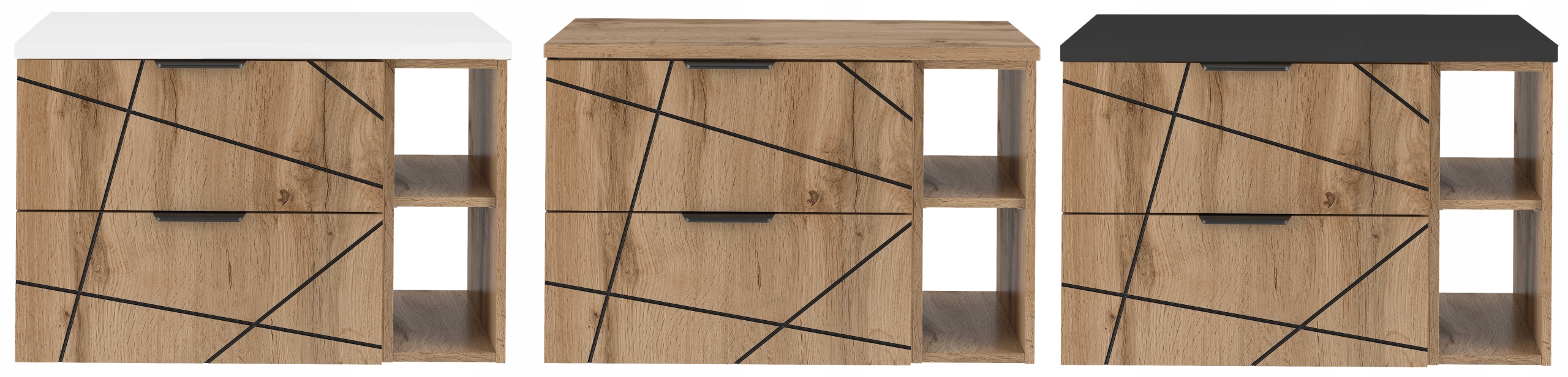 Szafka WOOD regał i umywalka 80 cm DĄB WOTAN - Meble łazienkowe MEGSTYL