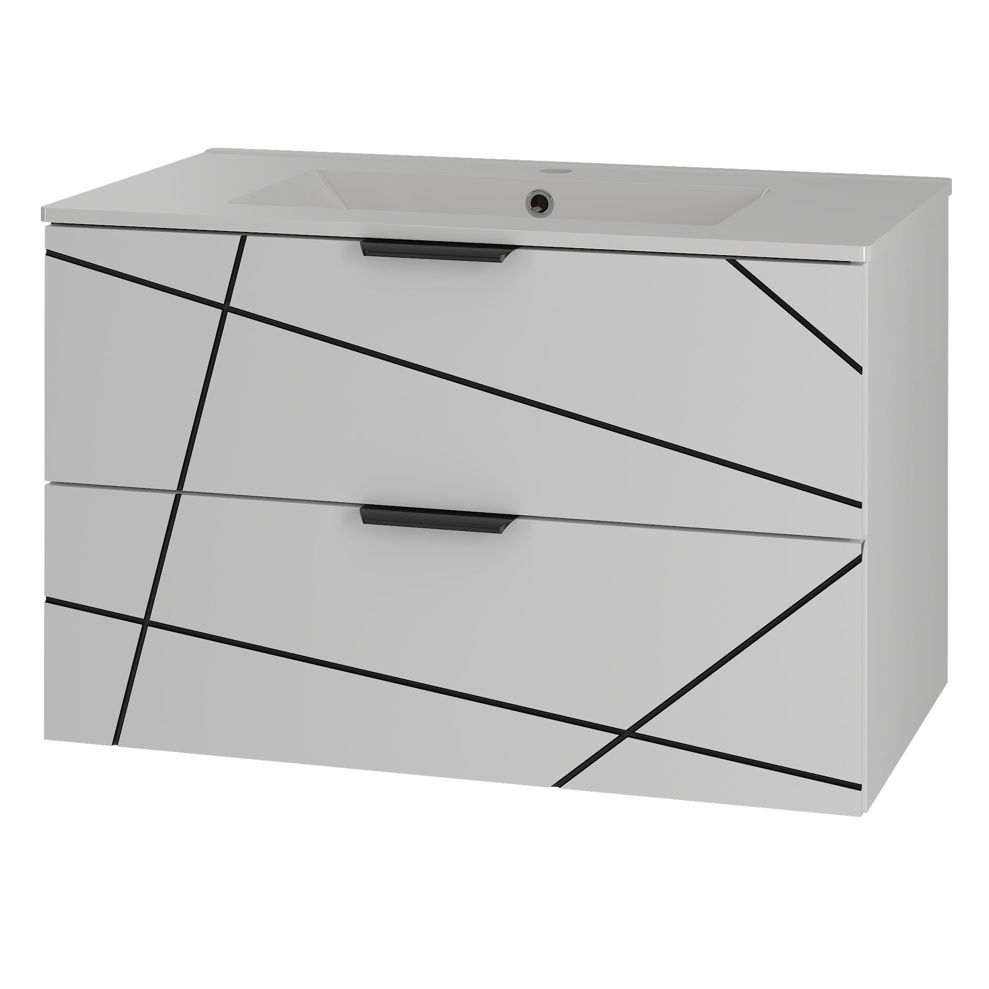 Szafka WOOD z umywalką 80 cm BIAŁY MAT