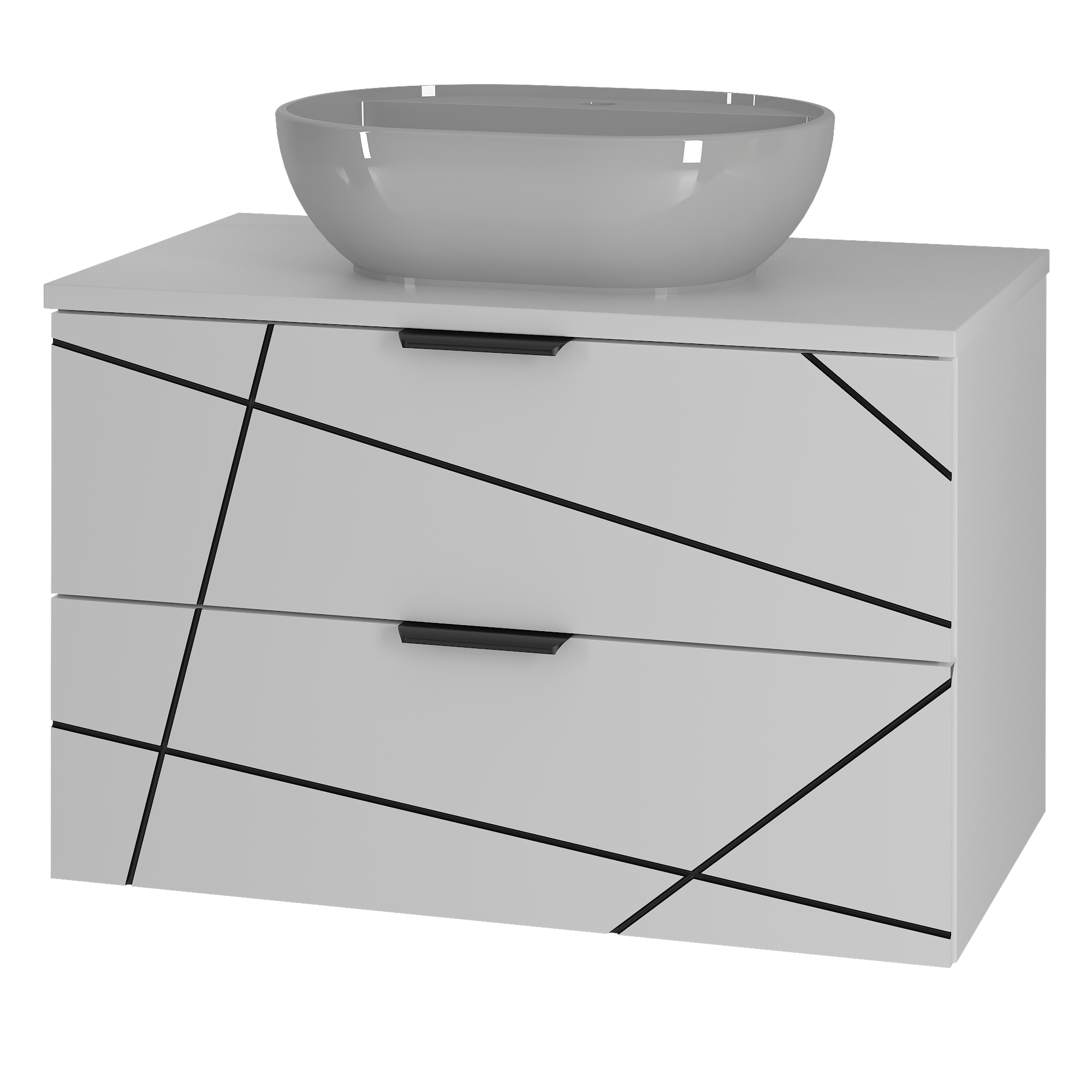 Szafka WOOD blat i umywalka BIAŁY MAT 80 cm
