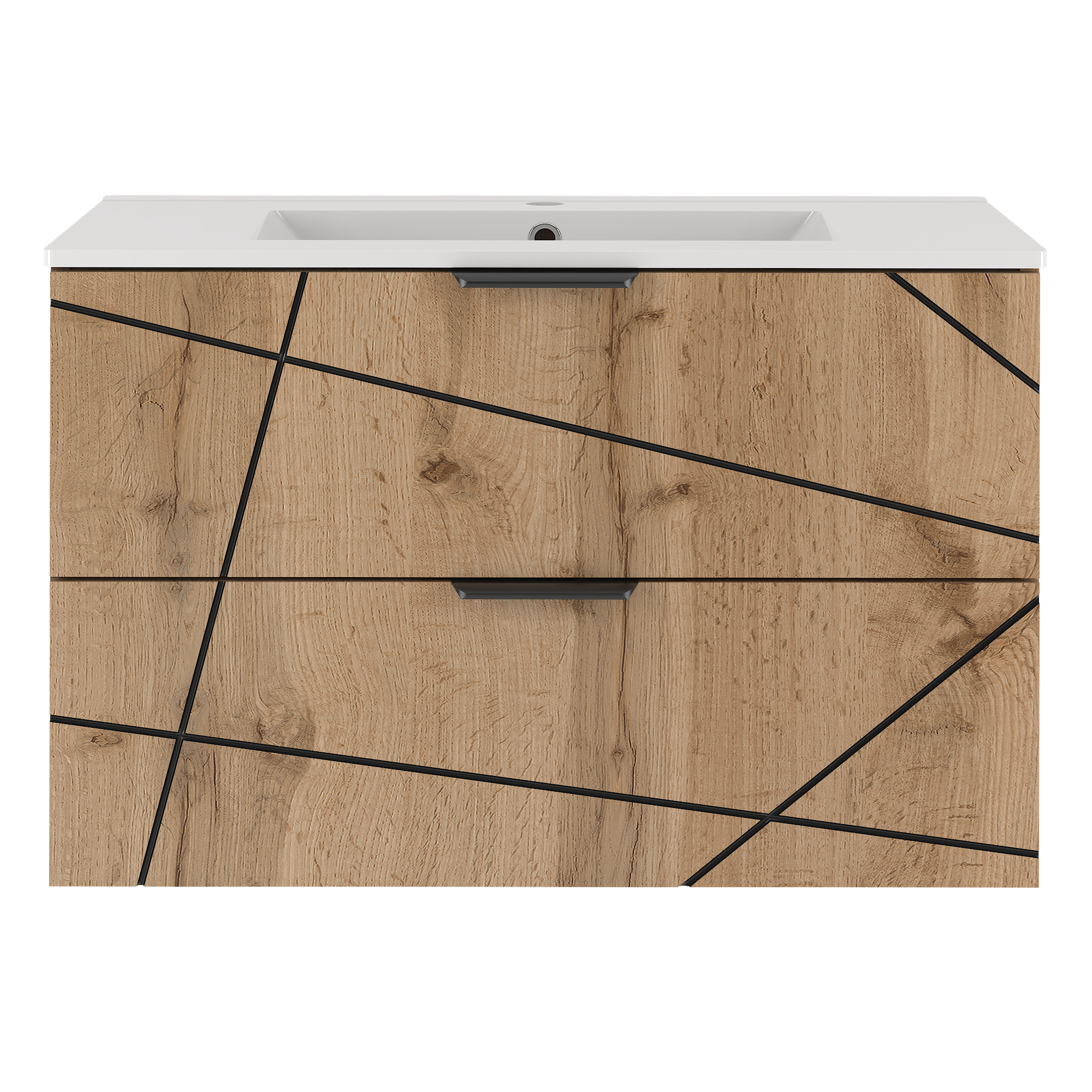 Szafka WOOD z umywalką 80 cm DĄB WOTAN - Meble łazienkowe MEGSTYL