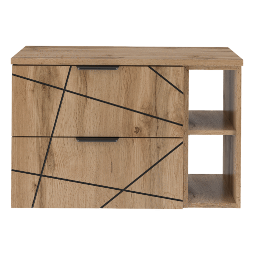 Szafka WOOD z blatem i regałem 80 cm DĄB WOTAN - Meble łazienkowe MEGSTYL