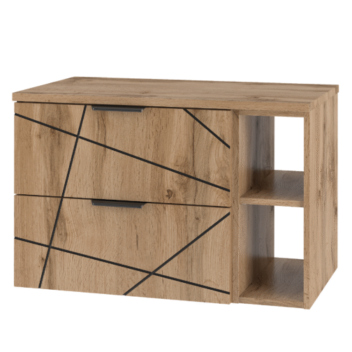 Szafka WOOD z blatem i regałem 80 cm DĄB WOTAN - Meble łazienkowe MEGSTYL