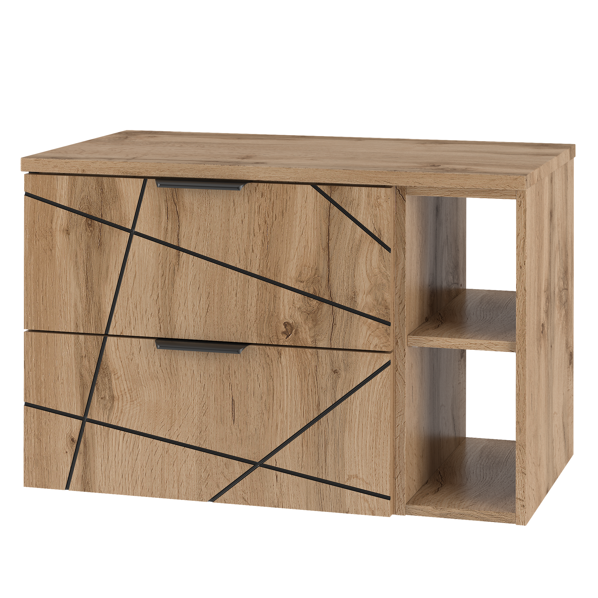 Szafka WOOD z blatem i regałem 80 cm DĄB WOTAN - Meble łazienkowe MEGSTYL
