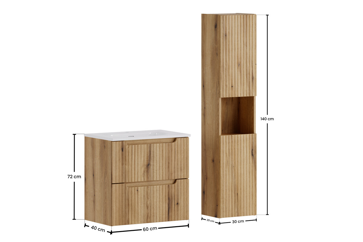 Zestaw NOVA COAST EVOKE szafka z umywalką 60 cm i słupek - Meble łazienkowe COMAD