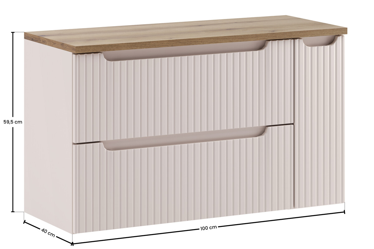 Szafka NOVA CASHMERE z cargo i blatem 100 cm - meble łazienkowe COMAD