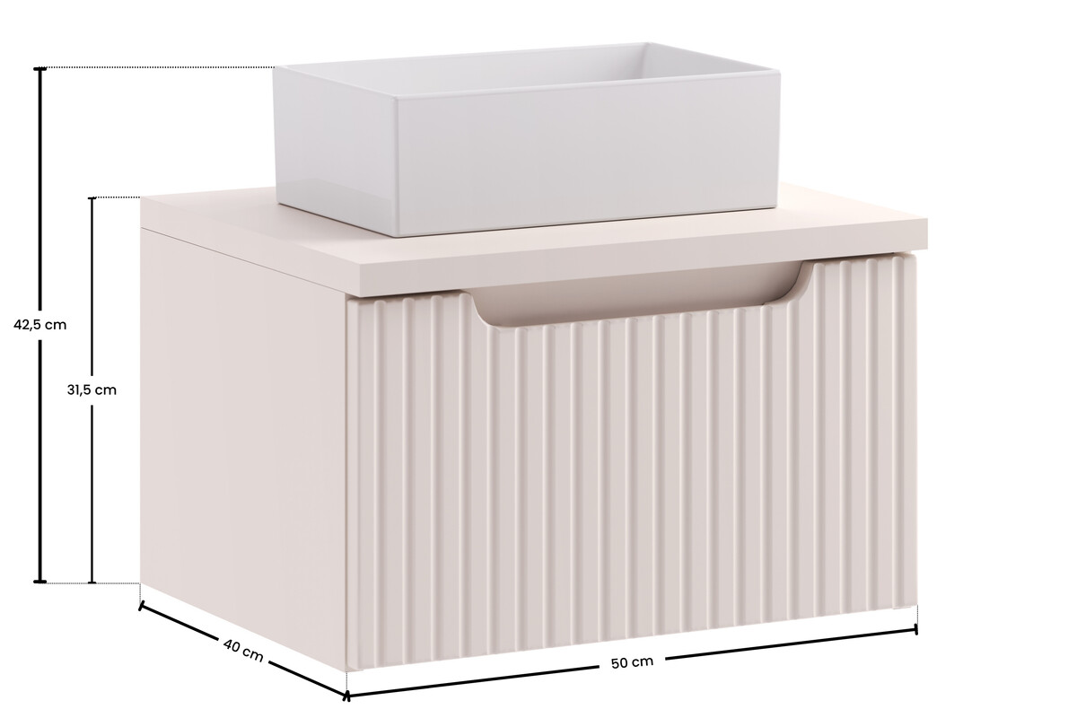 Szafka NOVA CASHMERE z blatem i umywalką 50 cm - Meble łazienkowe COMAD