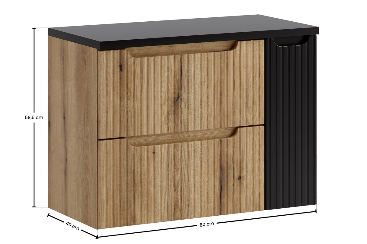 Szafka NOVA COAST EVOKE z blatem 80 cm CZARNY - Meble łazienkowe COMAD