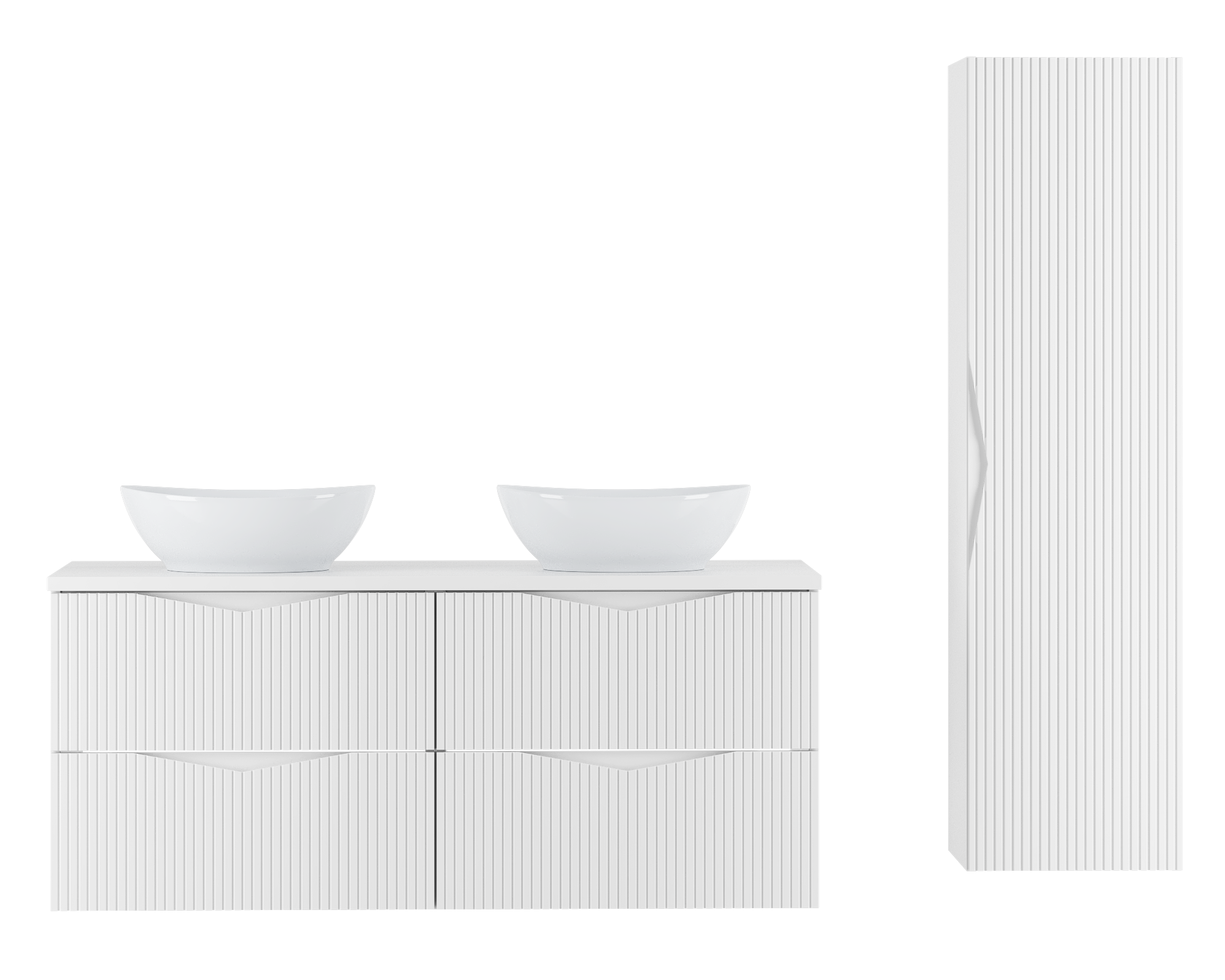 Zestaw CLEO szafka z blatem i umywalkami 120 cm + słupek - Meble łazienkowe MEGSTYL