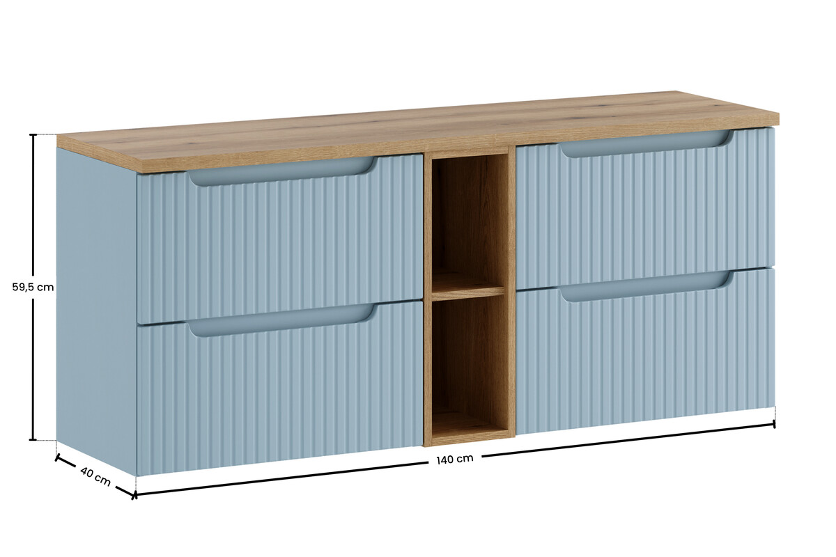 Szafka NOVA DENIM z blatem i regałem 140 cm - Meble łazienkowe COMAD