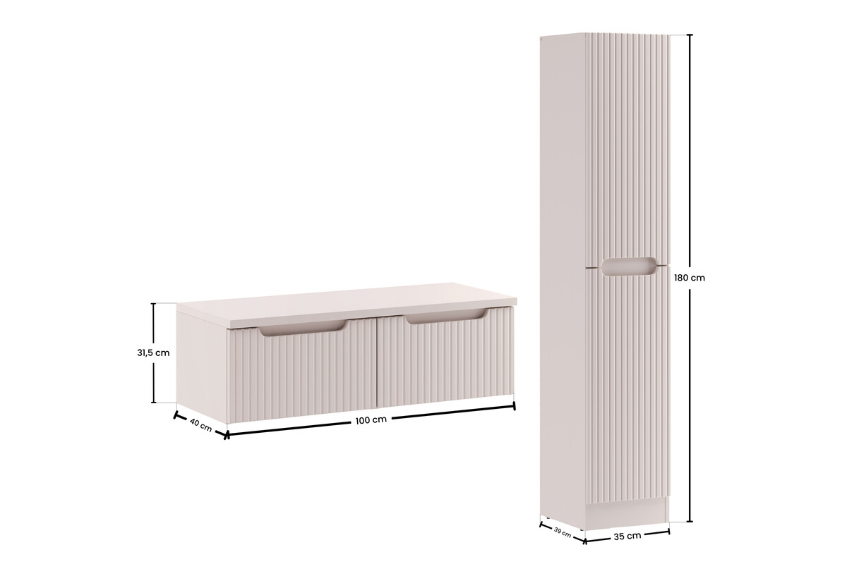 Zestaw NOVA CASHMERE szafka z blatem 100 cm i słupek - Meble łazienkowe COMAD