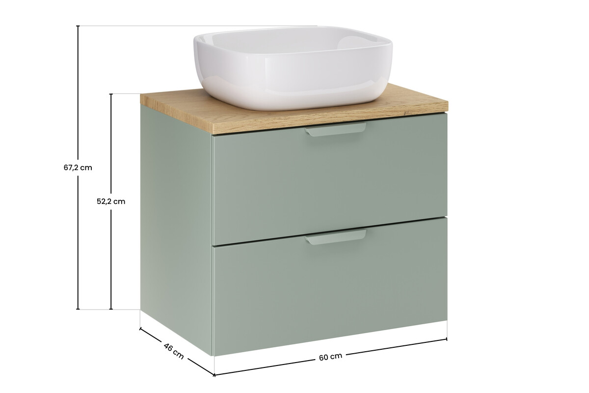 Szafka ASTER GREEN z blatem i umywalką 60 cm - Meble łazienkowe COMAD