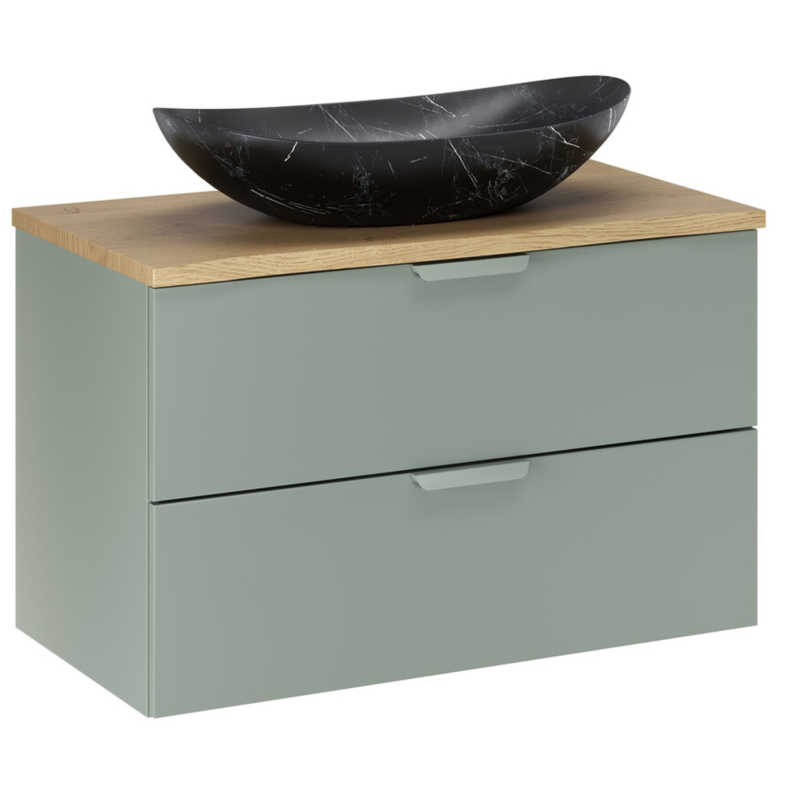 Szafka ASTER GREEN z blatem i umywalką 80 cm - Meble łazienkowe COMAD