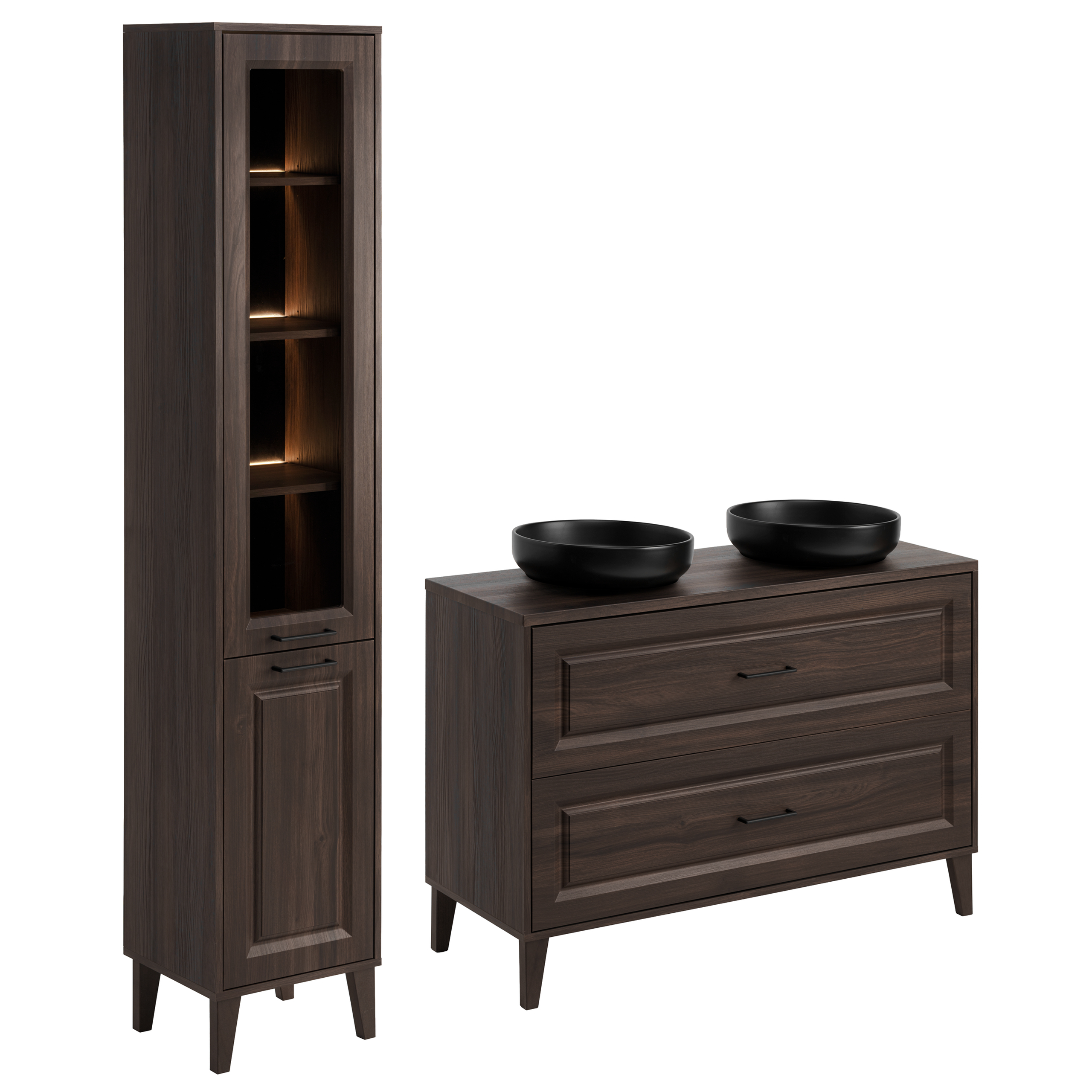 Zestaw DOROTHY szafka i słupek 120 cm DĄB RISTRETTO - Meble łazienkowe COMAD