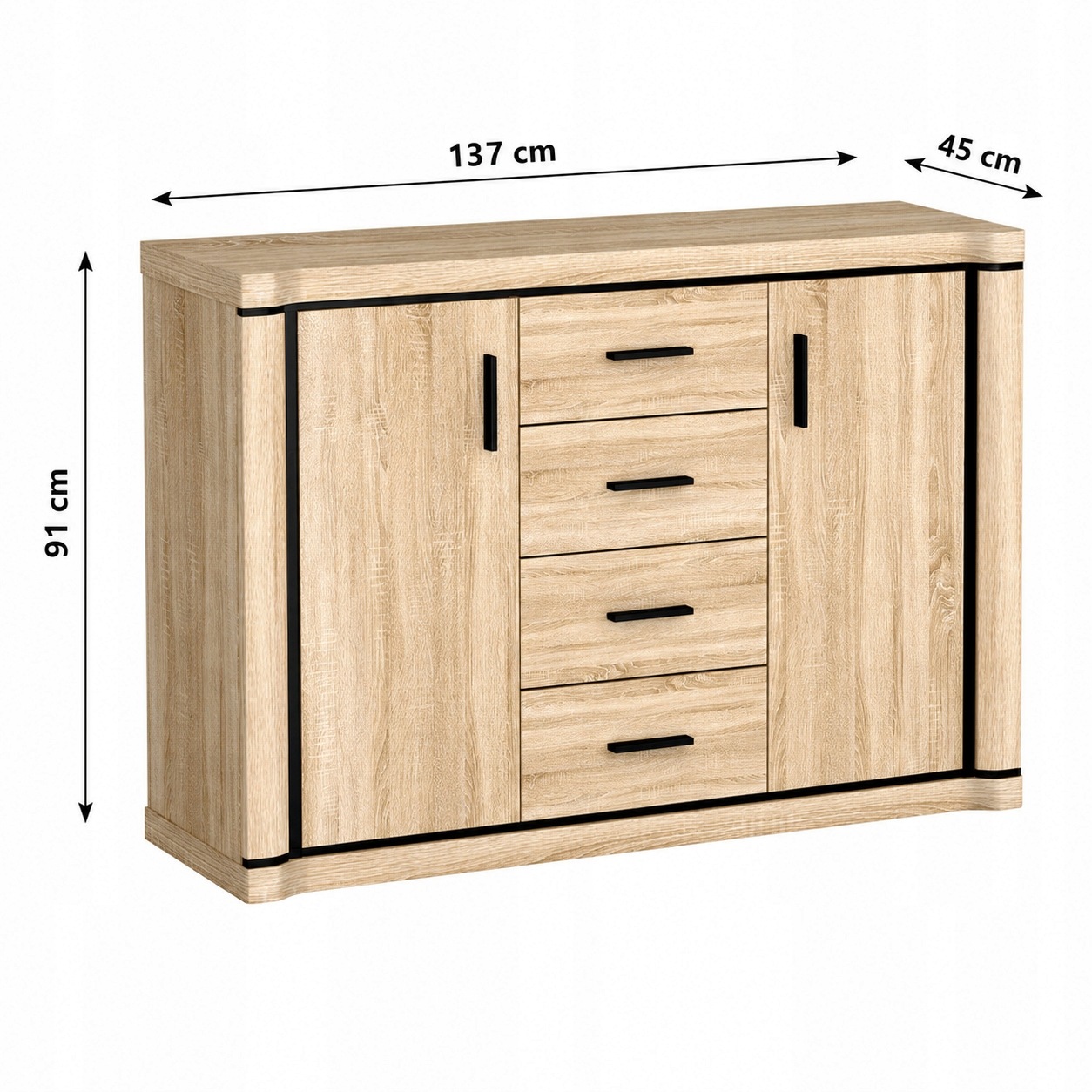 Komoda DALLAS 137 cm DĄB SONOMA - Meble JARSTOL