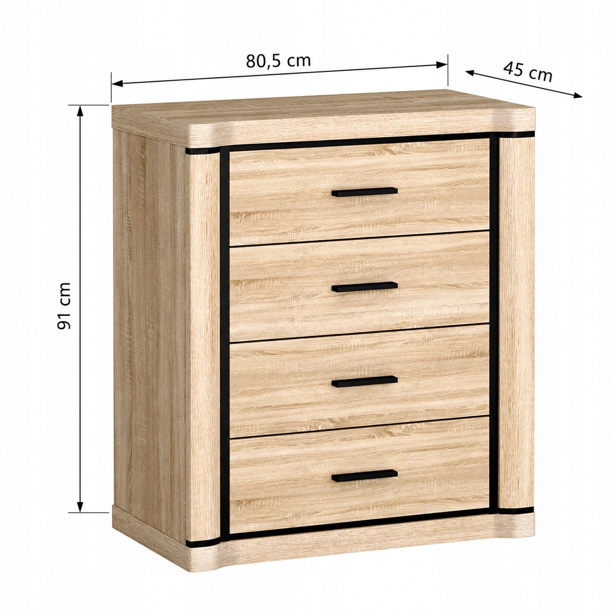 Komoda DALLAS 81 cm DĄB SONOMA - Meble JARSTOL
