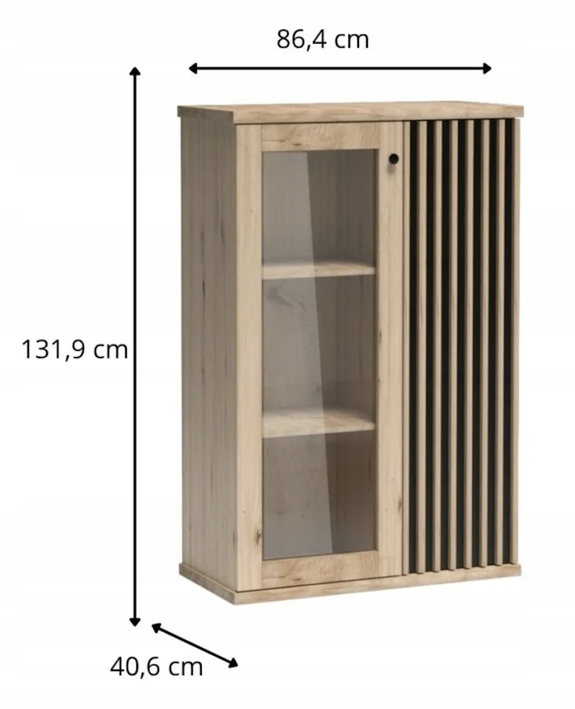 Witryna CALI 86 cm DĄB ARTISAN / CZARNY - Meble JARSTOL