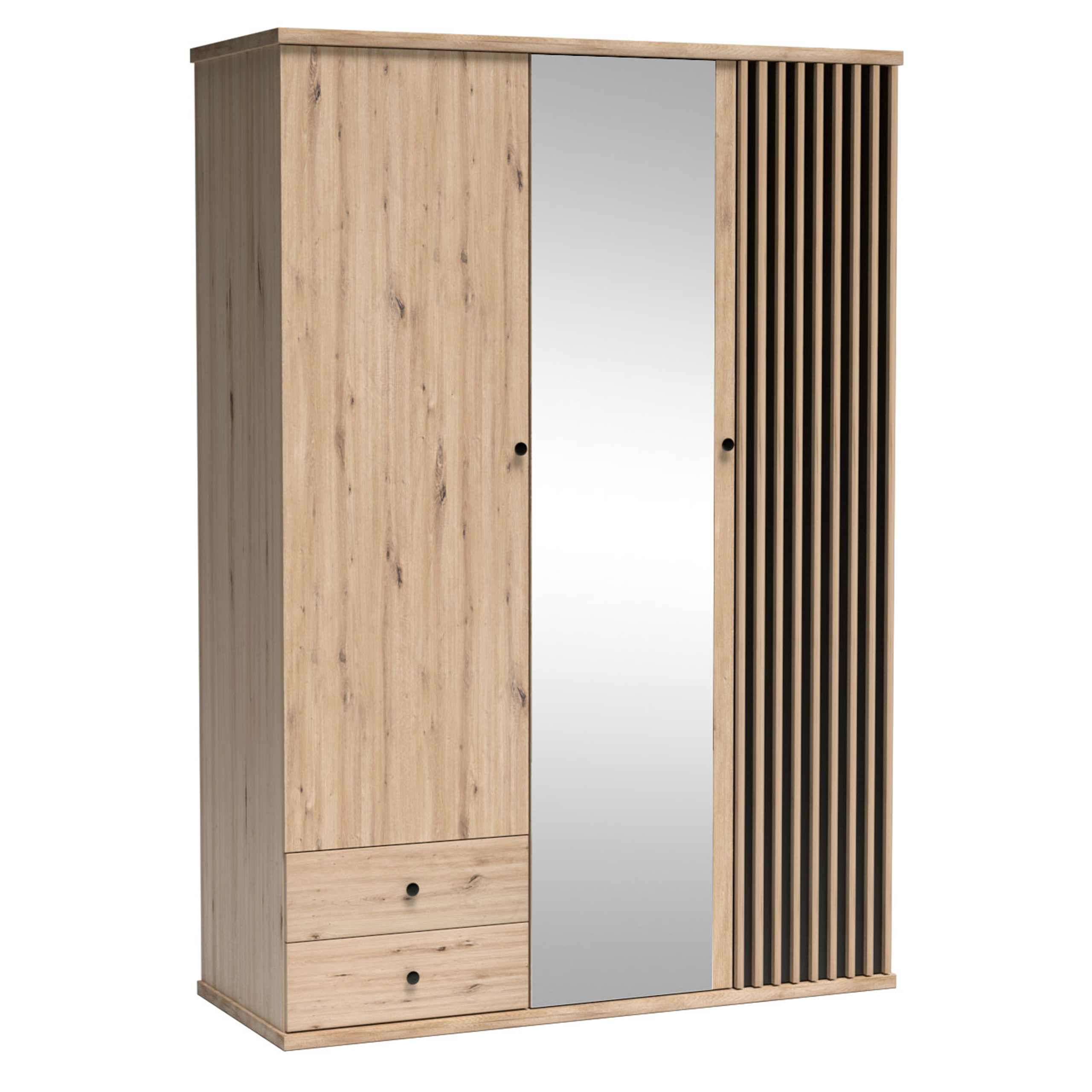 Szafa CALI z lustrem 150 cm DĄB / CZARNY