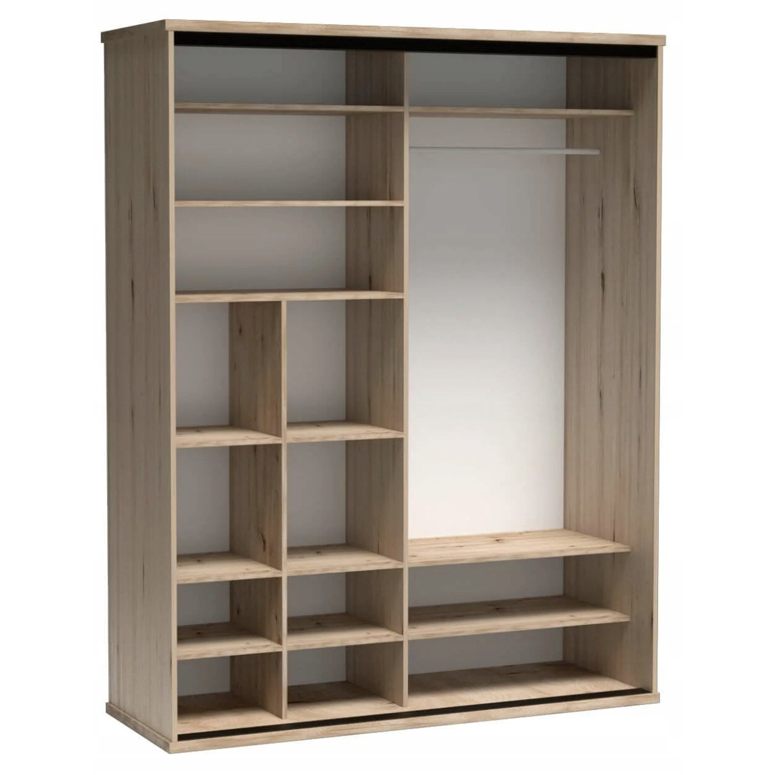 Szafa CALI z lustrem 179 cm DĄB / CZARNY