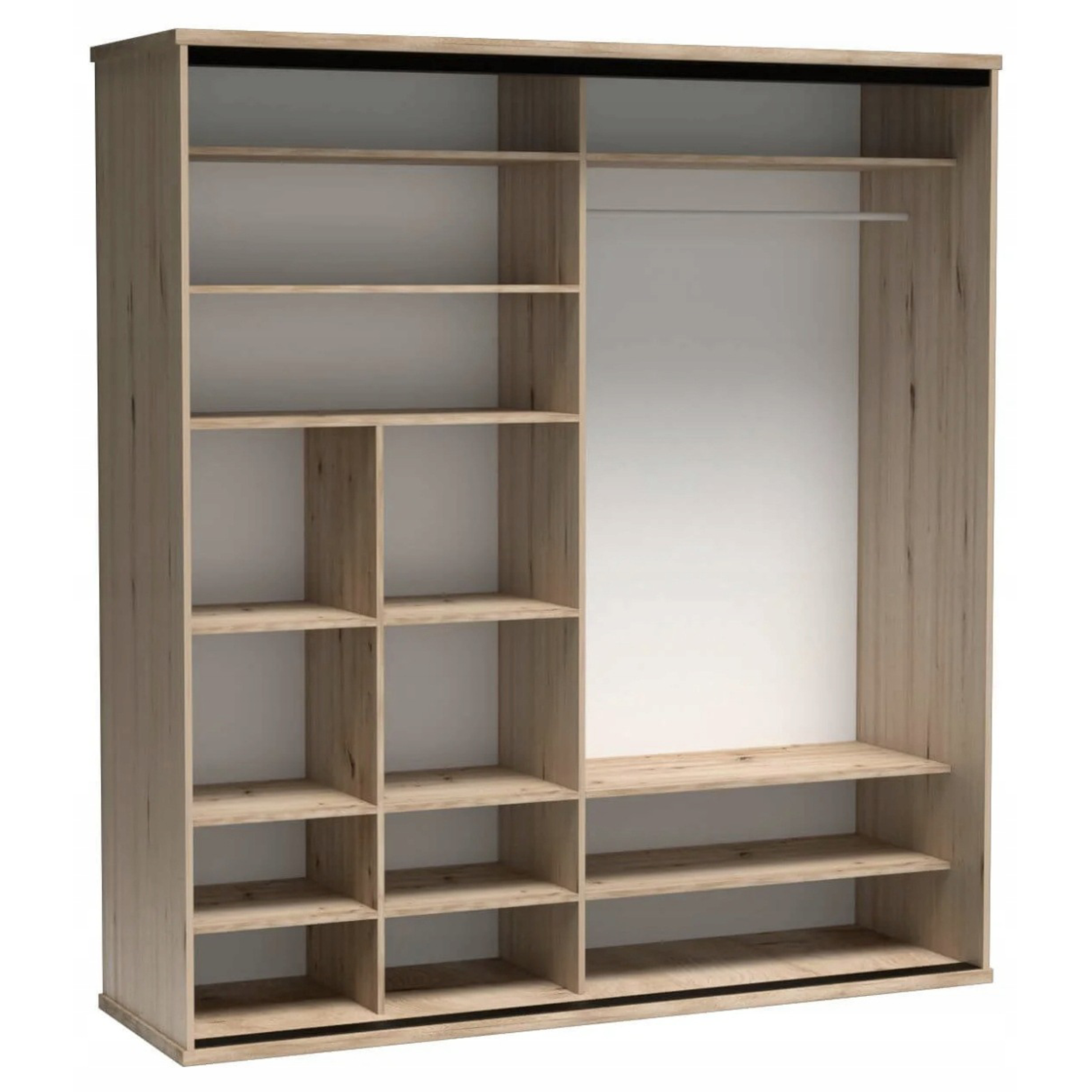 Szafa CALI z lustrem 199 cm DĄB / CZARNY
