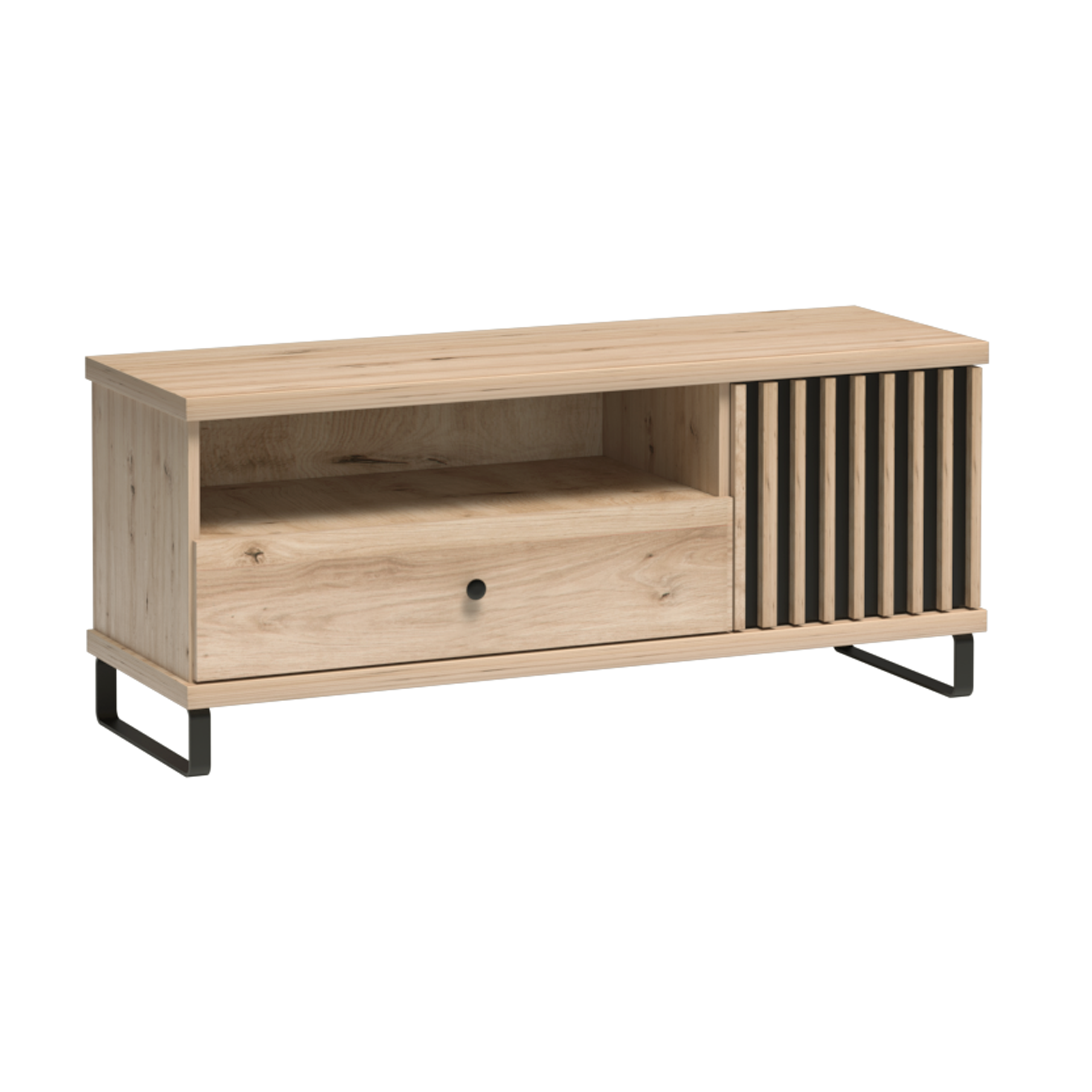 Szafka RTV CALI 124 cm DĄB ARTISAN / CZARNY