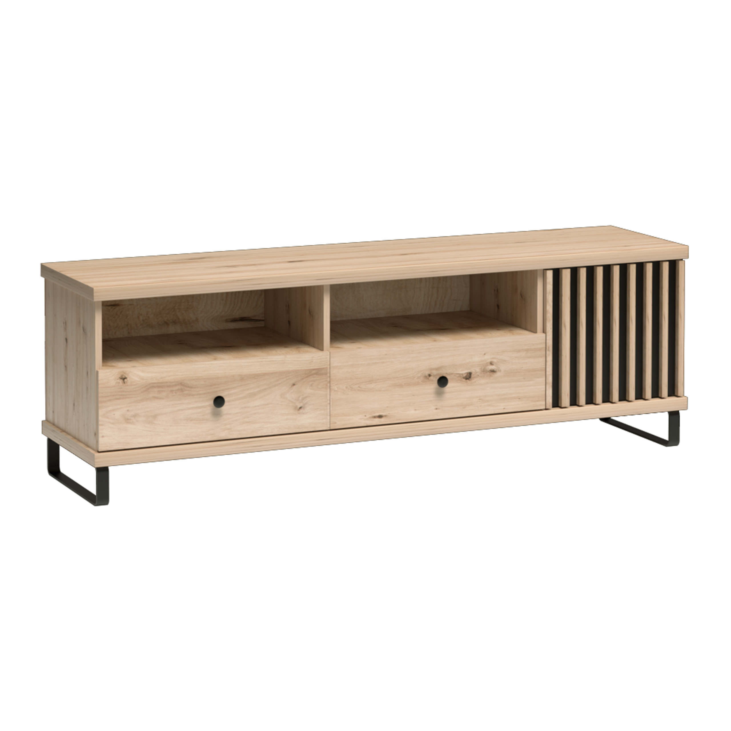 Szafka RTV CALI 160 cm DĄB ARTISAN / CZARNY