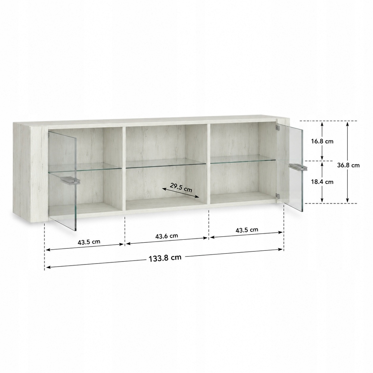 Półka INDIANAPOLIS przeszklona 138 cm KRAFT BIAŁY - Meble JARSTOL