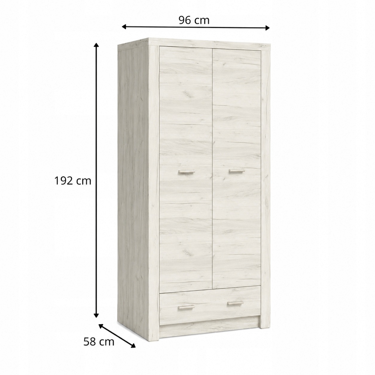 Szafa INDIANAPOLIS 96 cm KRAFT BIAŁY - Meble JARSTOL