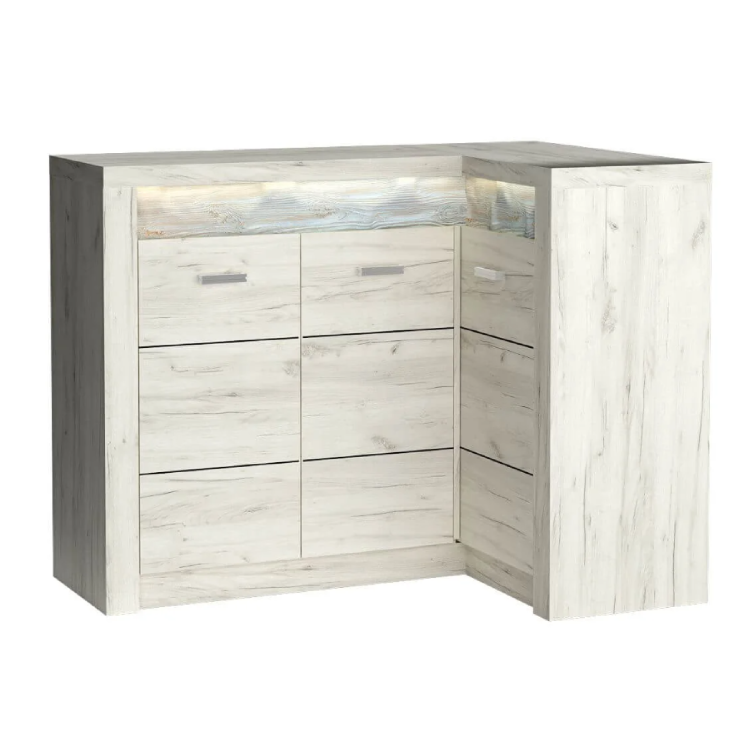 Komoda INDIANAPOLIS narożna 131 cm KRAFT BIAŁY