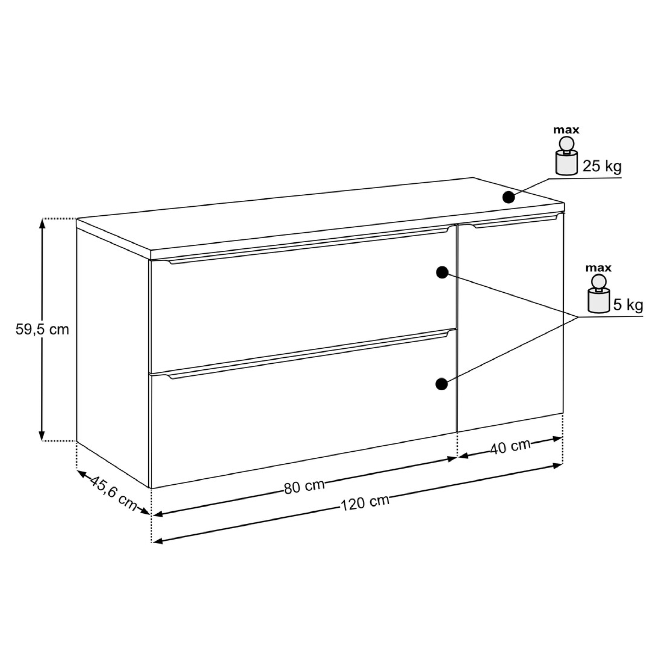 Szafka SOMBRA GREEN z blatem i koszem 120 cm - Meble łazienkowe COMAD