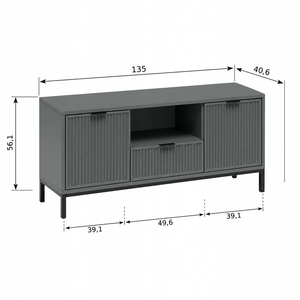 Szafka RTV LINKaSTYLES 135 cm GREEN STONE - Meble JARSTOL