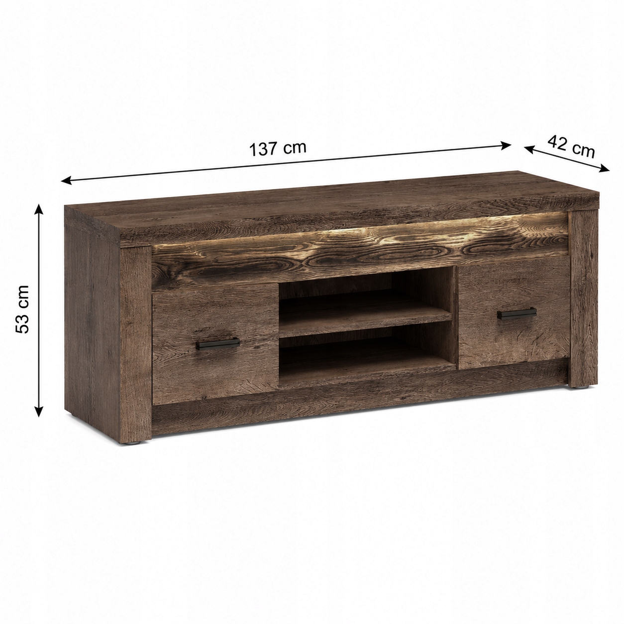 Szafka RTV INDIANAPOLIS 137 cm JESION CIEMNY - Meble JARSTOL