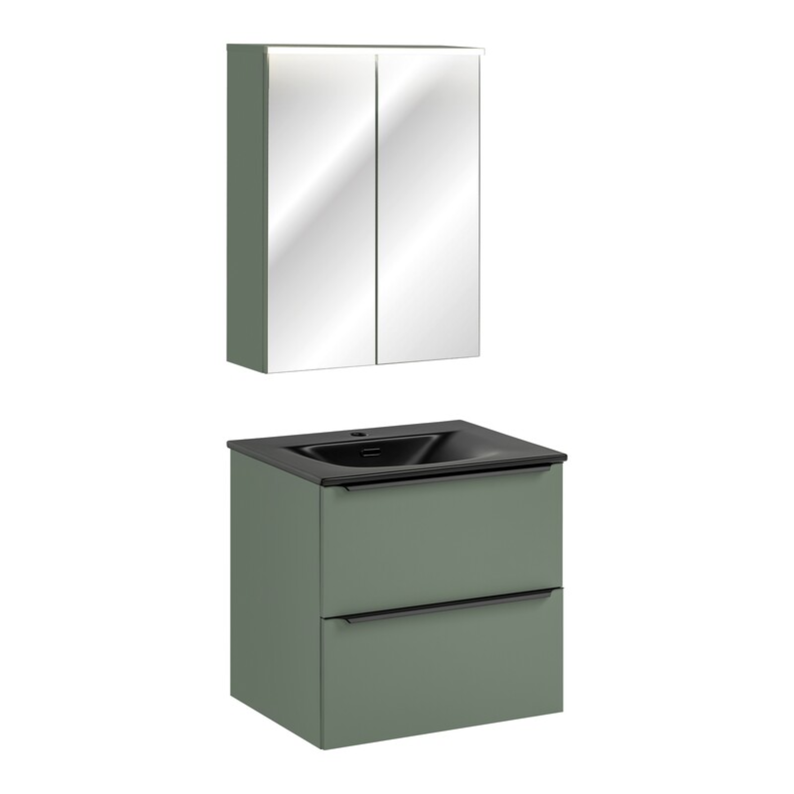 Zestaw SOMBRA GREEN szafka z umywalką i lustro 60 cm