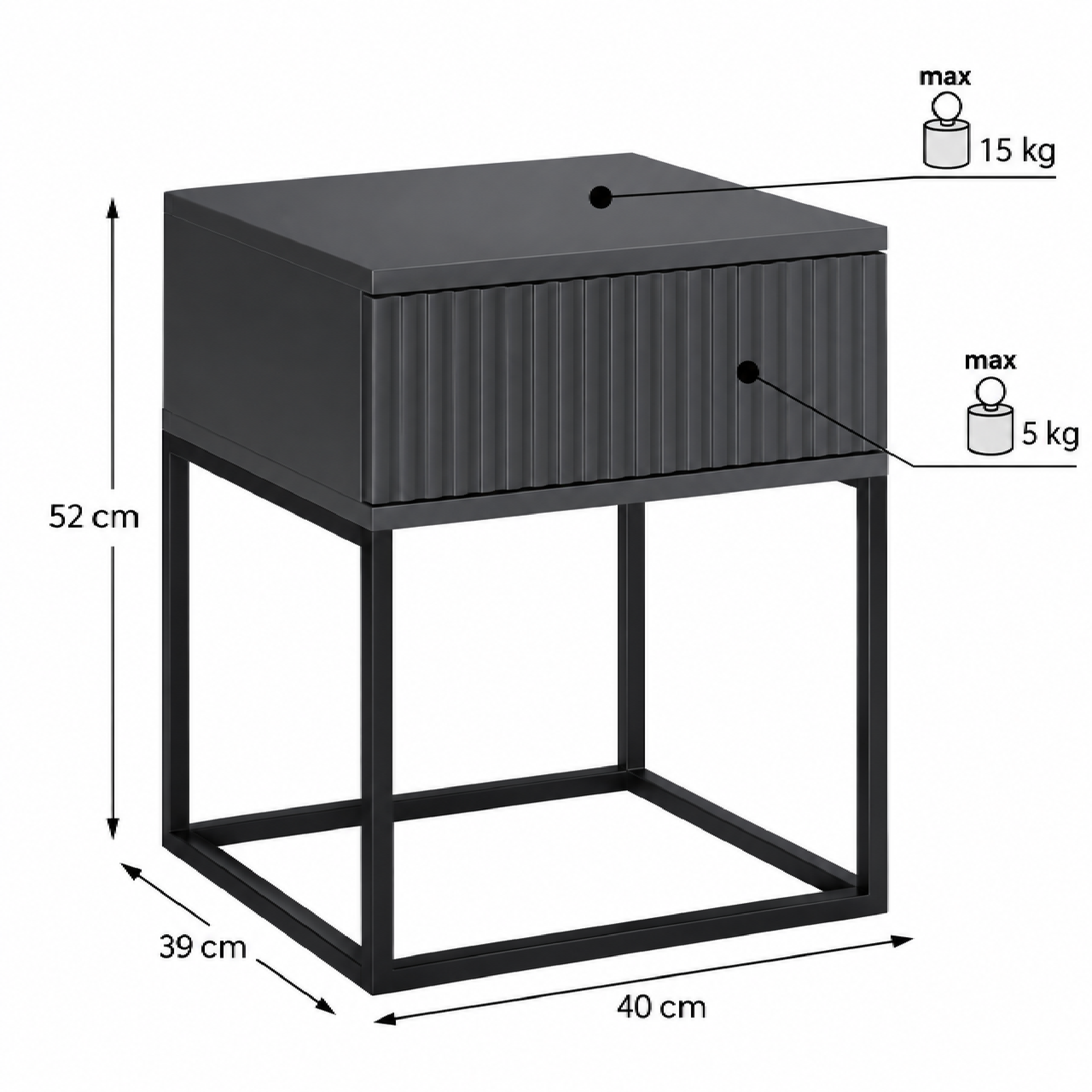 Szafka nocna SPELLO 40 cm ANTRACYT - Meble COMAD