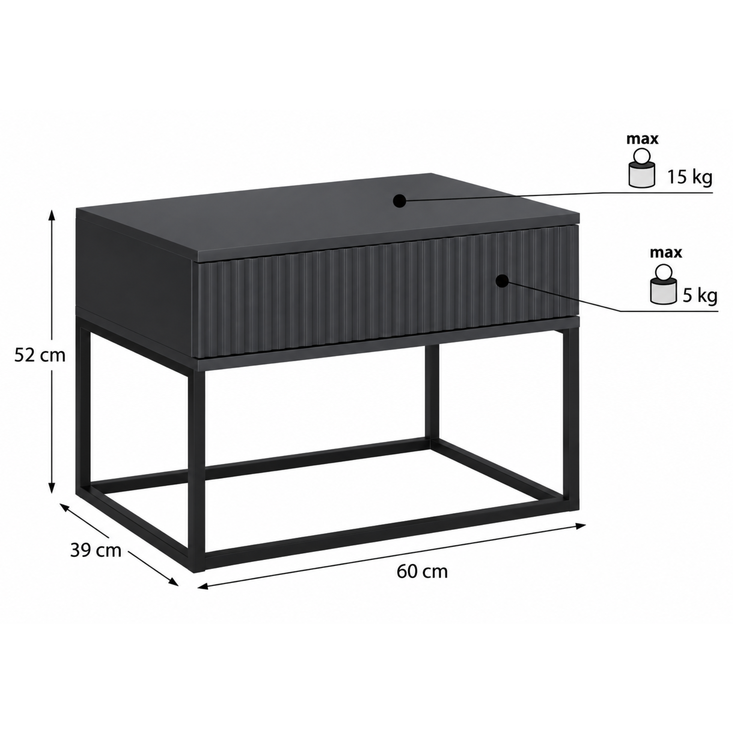 Szafka nocna SPELLO 60 cm ANTRACYT - Meble COMAD