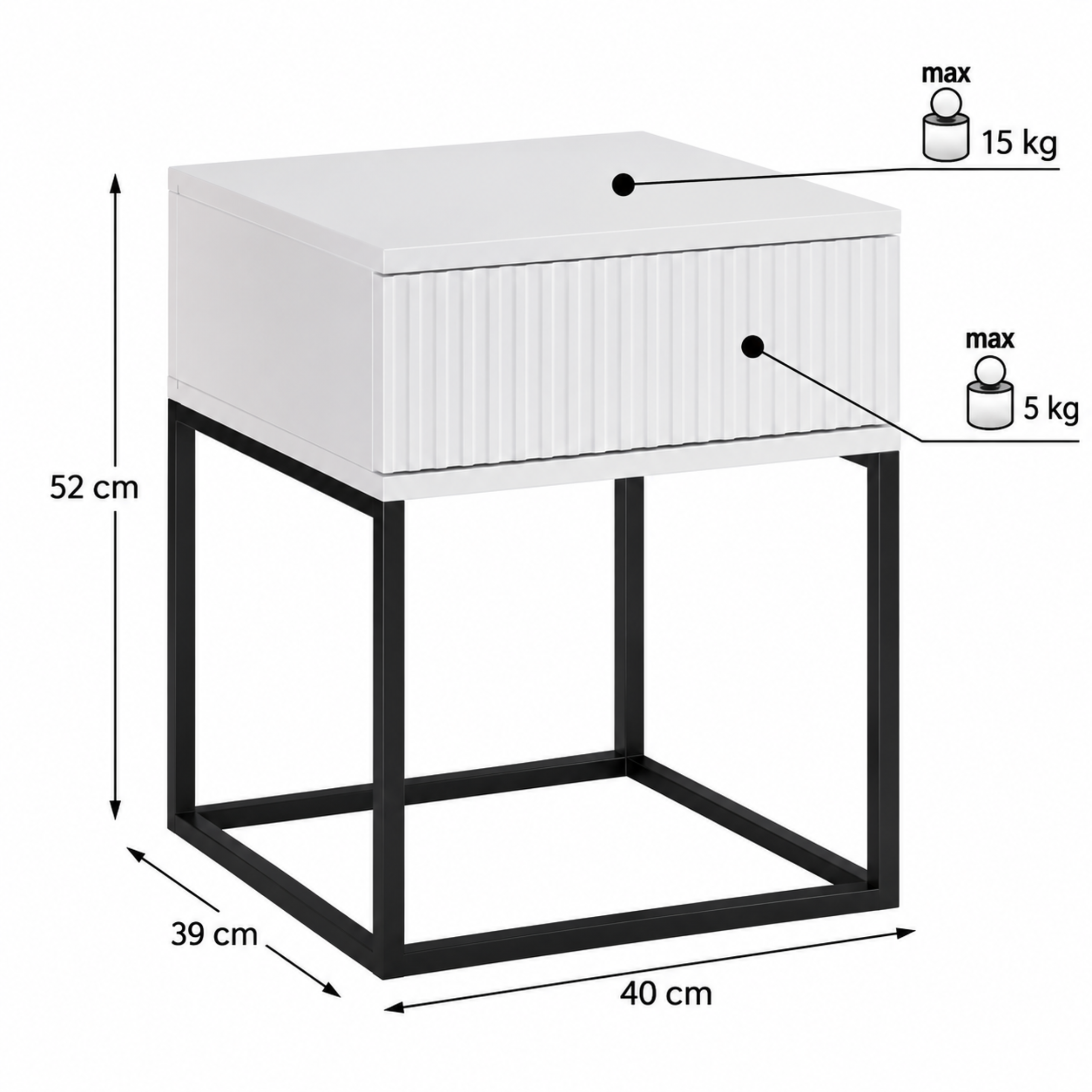 Szafka nocna SPELLO 40 cm BIAŁY - meble COMAD