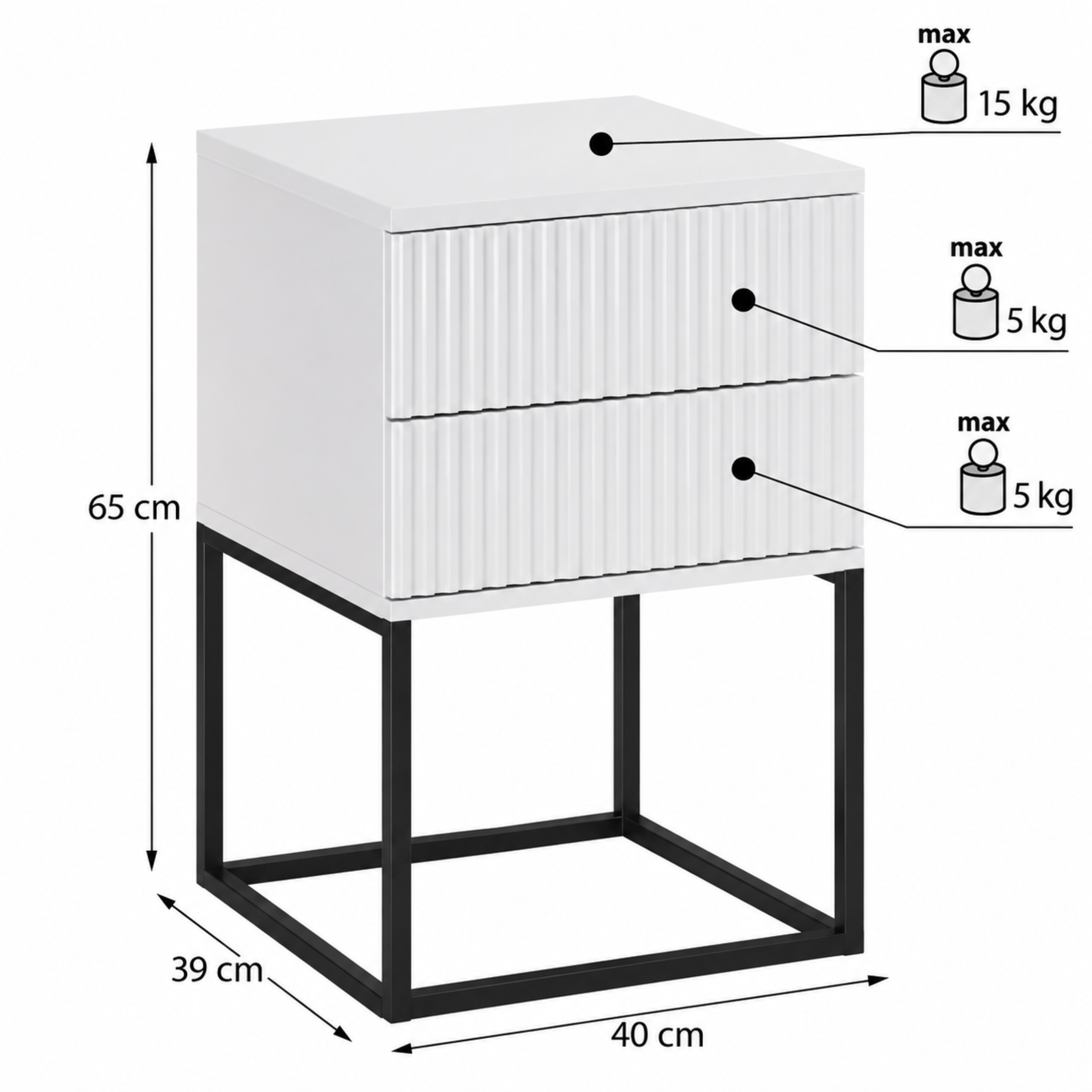 Szafka nocna SPELLO szuflady 40 cm BIAŁY - meble COMAD