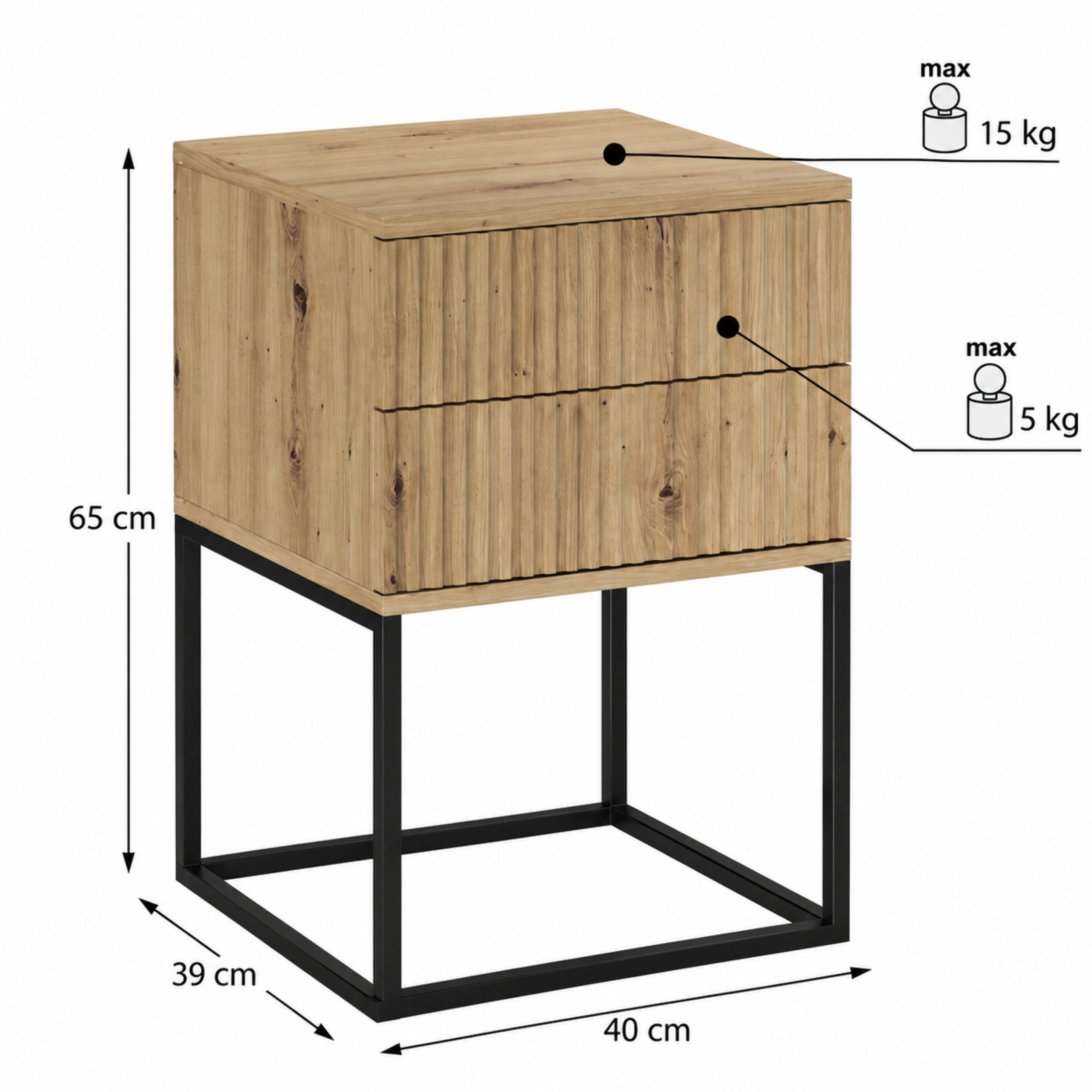Szafka nocna SPELLO szuflady 40 cm DĄB ARTISAN - Meble COMAD