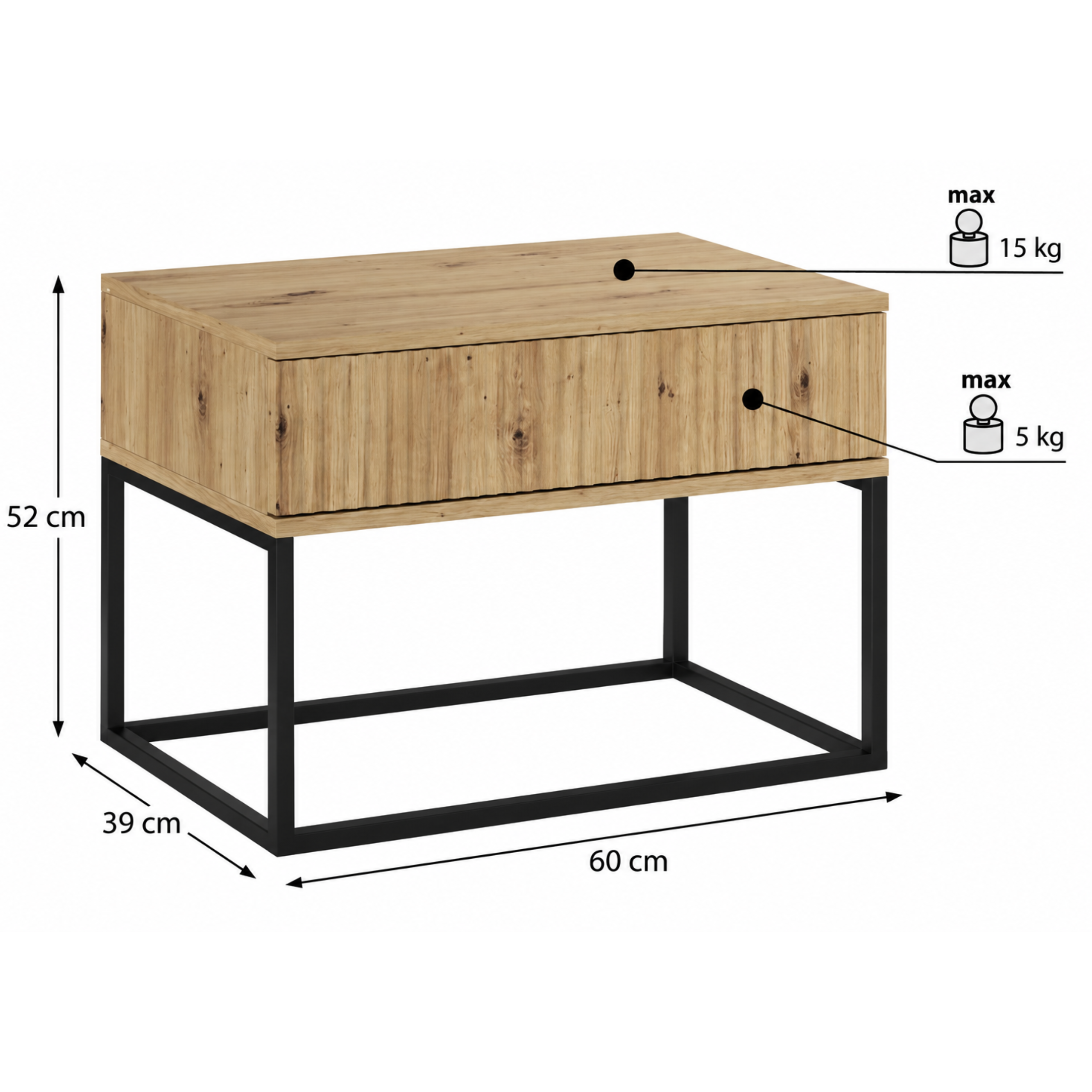 Szafka nocna SPELLO 60 cm DĄB ARTISAN - Meble COMAD
