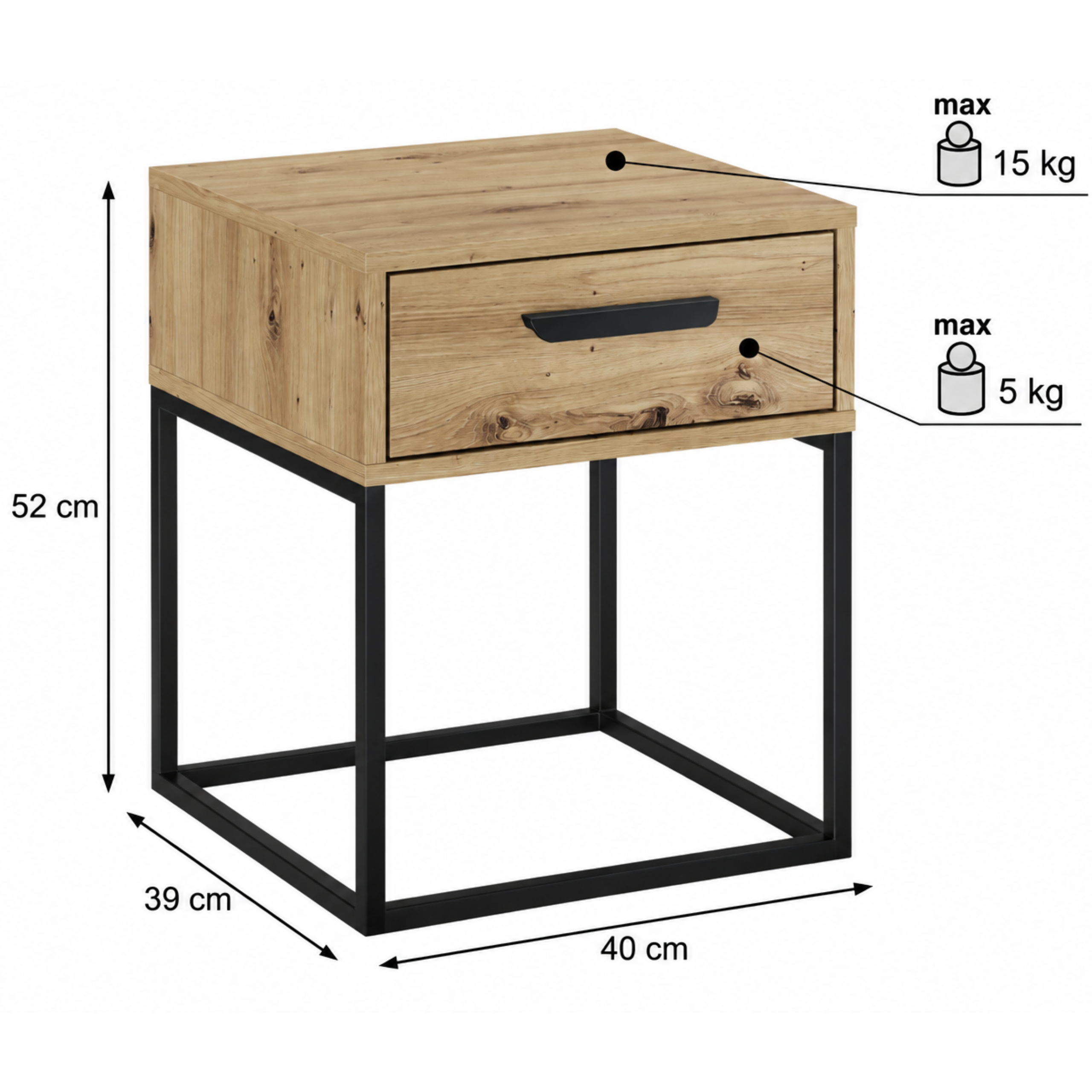 Szafka nocna NAVELLO 40 cm DĄB ARTISAN - Meble COMAD